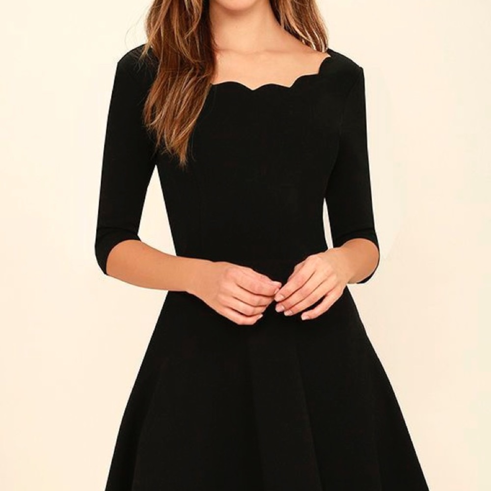 Lulus tip the scallops black dress